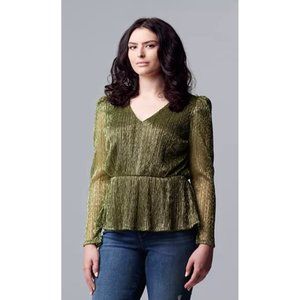 SIMPLY VERA VERA WANG Puff Sleeve Peplum Top